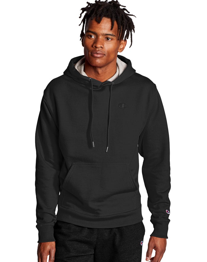 Champion Hoodie Heren - Zwart - Powerblend Fleece C Logo ( 415076-LVG )